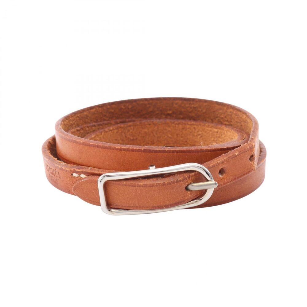 HERMES Brown Leather Charm Bracelet